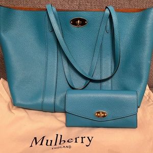 Mulberry Bayswater Tote Limited Edition Teal with matching wallet